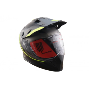 STR Κράνος ENDURO TOURER Γραφικά με Γείσο Μαύρο Κίτρινο Ματ