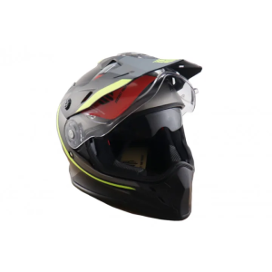 STR Κράνος ENDURO TOURER Γραφικά με Γείσο Μαύρο Κίτρινο Ματ