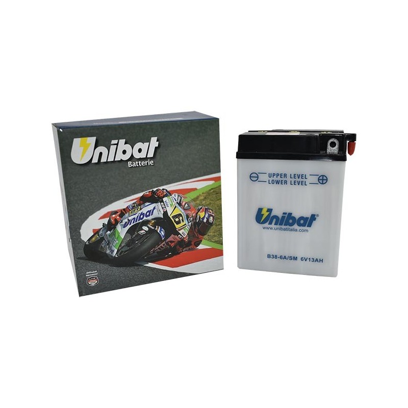Μπαταρία UNIBAT B38-6A-SM  (B38-6A) -+ με Υγρά